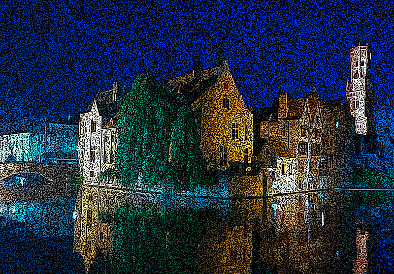 Photographic print, Bruges Night Scene with the Belfry