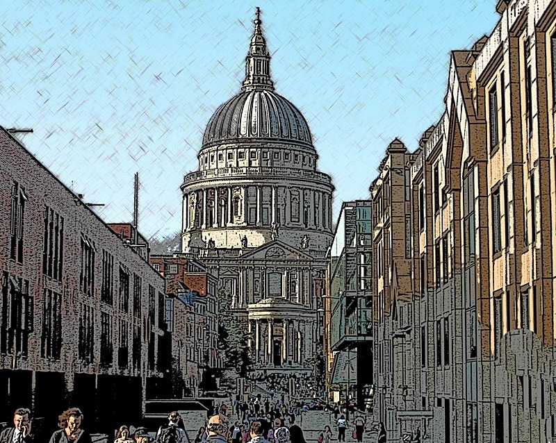 Photographic print, St Paul’s Cathedral scene, LONDON