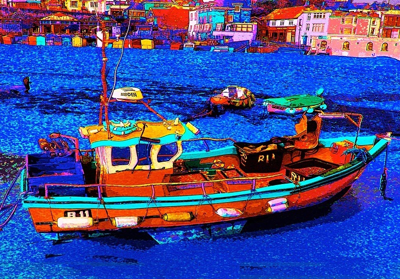 Print of Boat at Viking Bay Broadstairs