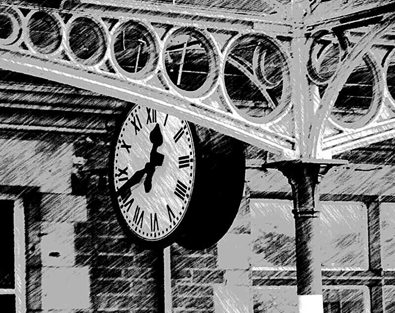 Clock at Penrith Station - MONOCHROME PRINTS