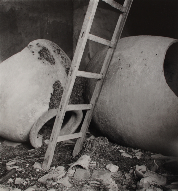 Olive oil urns and ladder - delighted to meet you