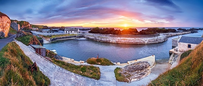 18x48 2020-206CP Sunset at Ballintoy Harbour Co Antrim - Canvas