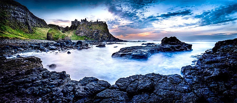 05 20x48 canvas 2014-050CP Sunset at Dunluce Castle Co Antrim - 20X48 Inches