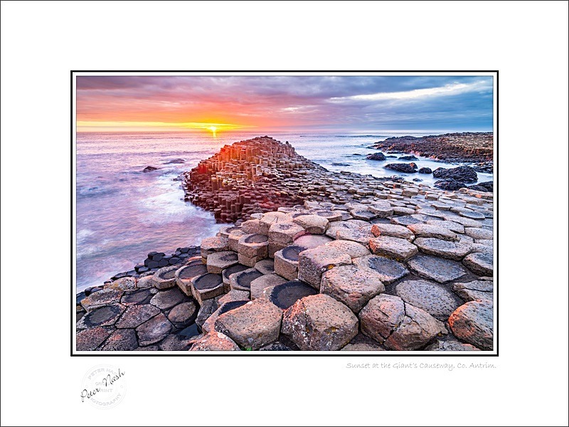 01 9x12 2021-052C Sunset at the Giants Causeway Co Antrim - Co. Antrim