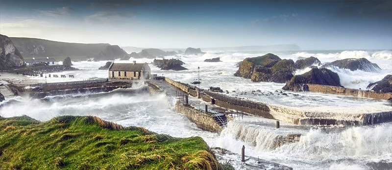 05 20x48 canvas 2014-108Cp Storm at Ballintoy Harbour Co Antrim - 20X48 Inches