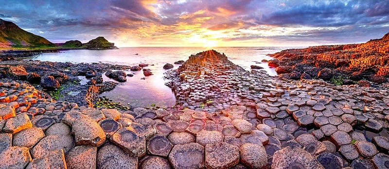 05 20x48 canvas 2016-004CP Sunset at the Giants Causeway Co Antrim - 20X48 Inches