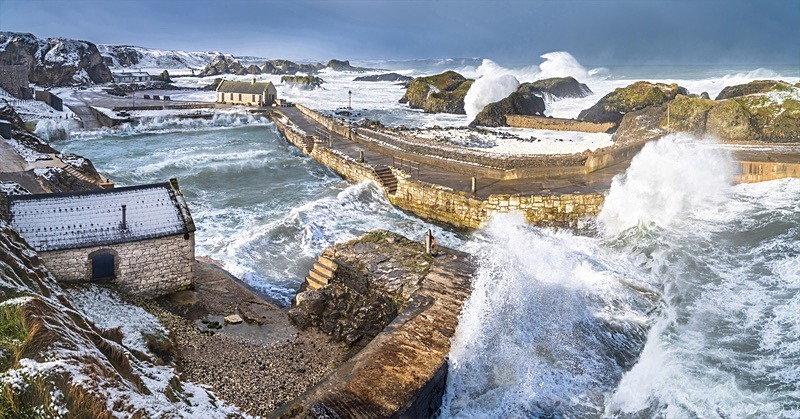 05 30x60 Canvas 2022-025CP Winter Storm at Ballintoy Harbour Co Antrim - 30X60 Inches