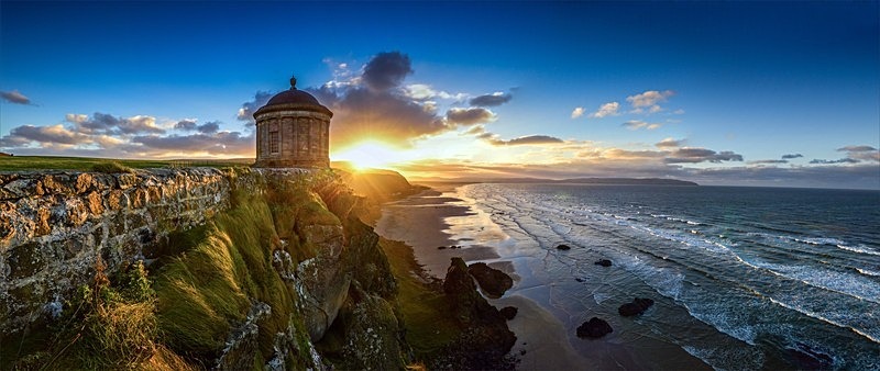 18x48 2013-065CP Sunset at Mussenden Temple - Canvas