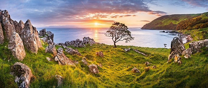 18x48 2020-238CP Sunrise at Murlough Bay Co Antrim - Canvas