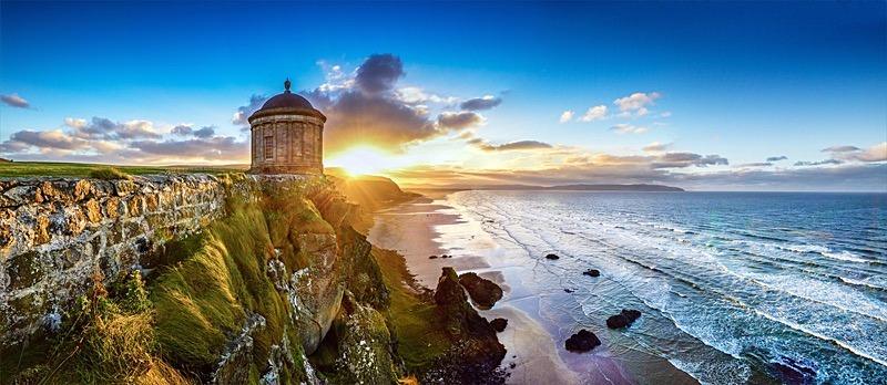 05 20x48 canvas 2013-065CP Sunset at Mussenden Temple Downhill Strand - 20X48 Inches