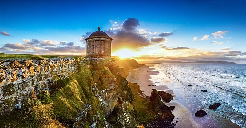 05 30x60 Canvas 2013-065CP Sunset at Mussenden Temple Downhill Strand - 30X60 Inches