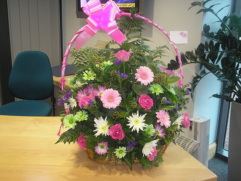 24 - Large pink gerbera basket - Funeral and Remembrance Flowers