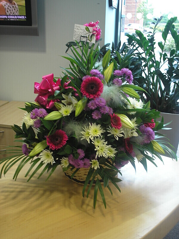 8 - Large basket with feathers - Funeral and Remembrance Flowers