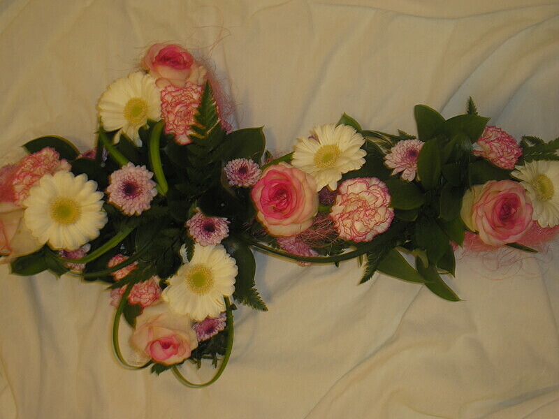 22 - Cross tribute - Pink and green foliage - Funeral and Remembrance Flowers