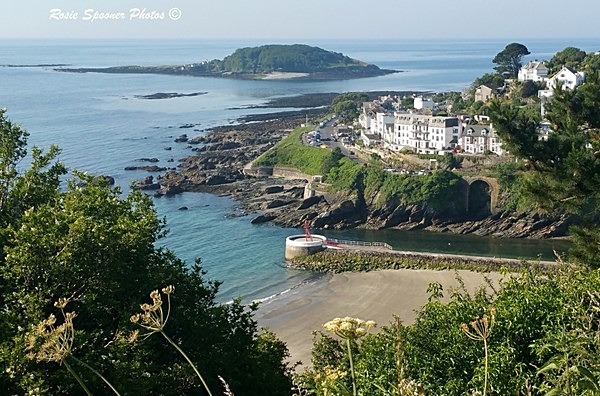 Looking down on the beach, Banjo Pier, Looe island from the coastpath - Photos of Looe