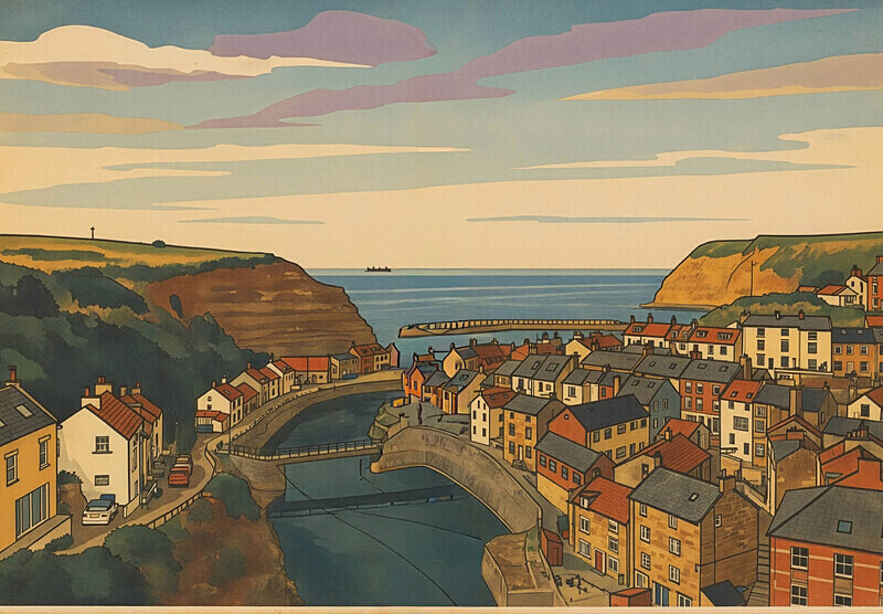 Staithes Stylised poster - Yorkshire