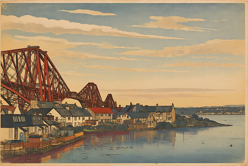 Forth Rail bridge at high tide - Forth Rail Bridge