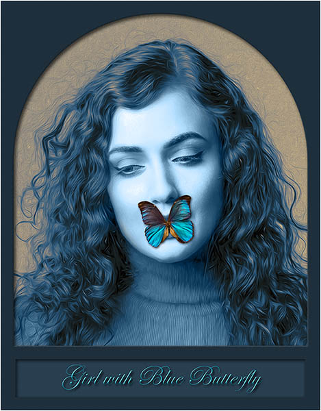 Girl With Blue Butterfly - Portraits