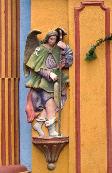 Façade portal, St. Raphael (left) - Santa Ana, façade, atrial wall & posa chapel
