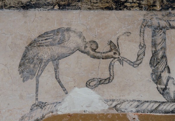 Lower cloister walk, portal mural detail - San Martín