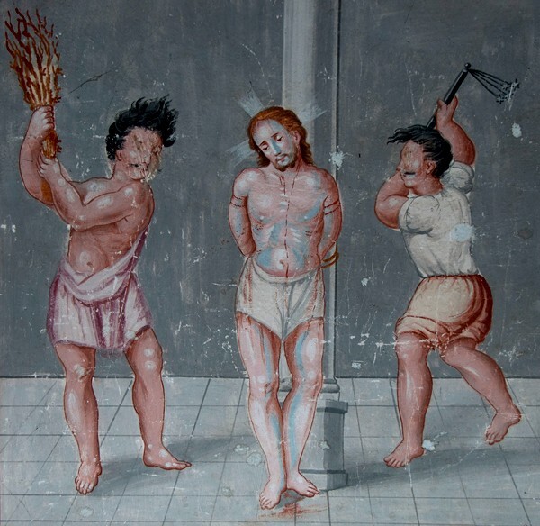 La Soledad, nave mural, Flagellation - Cadereyta, Querétaro