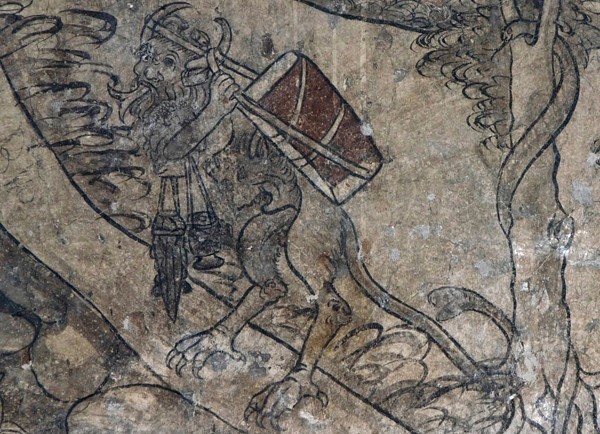 N wall mural, Augustinian Eremitic Life, detail - San Nicolás de Tolentino, sala de profundis mural