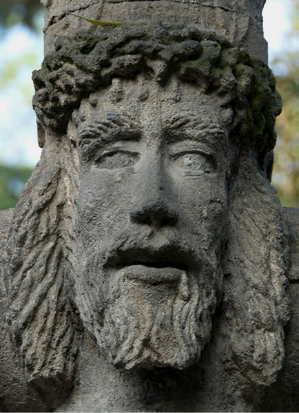 Atrial cross, front, face of Christ - San Jacinto de San Angel