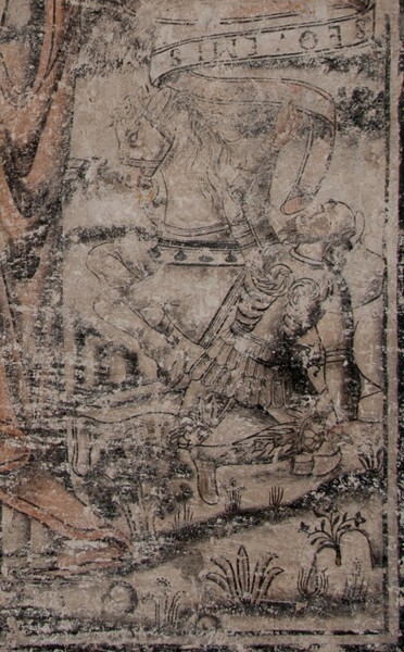 Upper cloister walk mural, St. Paul, detail - San Francisco, façade, portería, cloister & murals