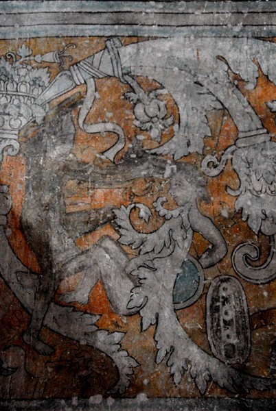 Nave mural, N wall battle scene - San Miguel Arcángel, nave, apse, & sotocoro murals