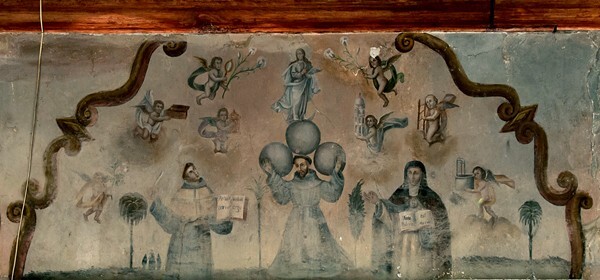 La Purísima Concepción, portería mural, St. Francis & the Three Orders - Ozumba, México