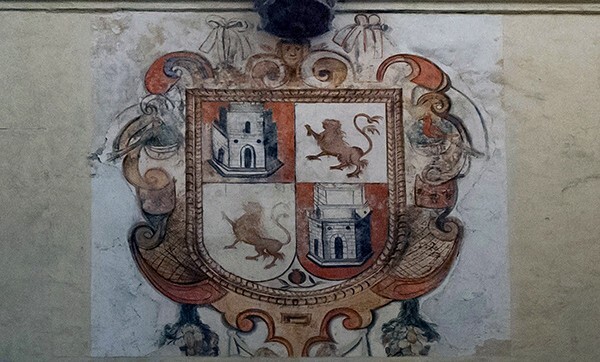 Hospital stairwell mural, Charles V coat of arms - San Pedro & Ex-Hospital