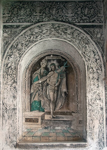 Lower cloister walk SE testera mural, Ecce Homo - San Andrés, cloister with murals