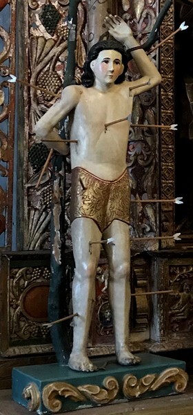 Santa María, nave San Francisco retablo, St. Sebastian - Santa María Atlihuetzía, Tlaxcala