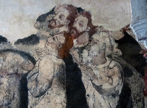 El Divino Señor, upper cloister walk, Ascension of Christ, closeup - El Divino Señor, upper cloister ambulatory & stairwell murals