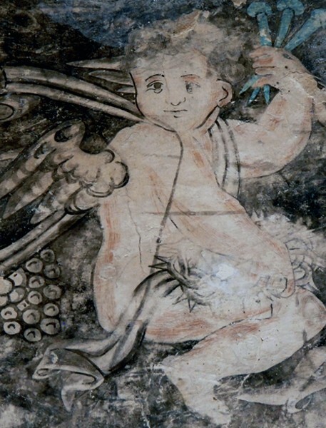 Upper cloister walk, dado grotesque - San Martín