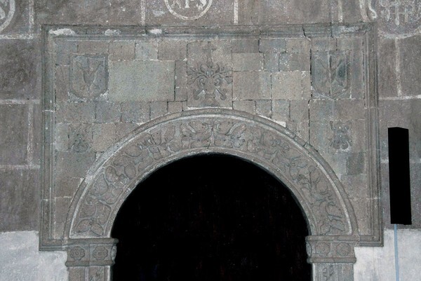 Nave, sacristy portal alfiz - San Andrés, façade, capilla abierta, portería, posas, atrial cross & nave