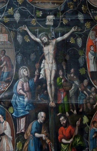 Santa Inés, sanctuary painting, the Mystic Vintage, detail - Santa Inés, Tlaxcala