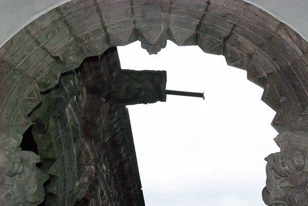 Upper story cloister walk arch & gargoyle - La Merced (cloister)