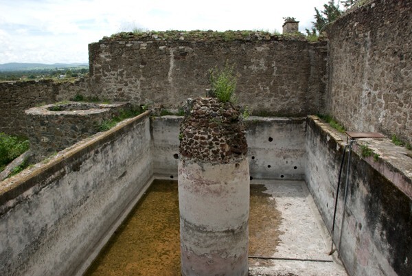 Cistern - San Juan Bautista, façade, portería, porciúcula door, cistern & atrial gate