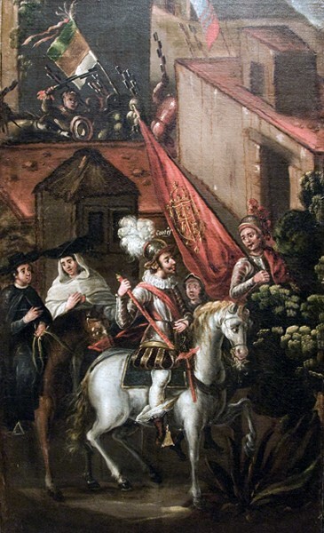 Cortés & his retinue - La Conquista de México