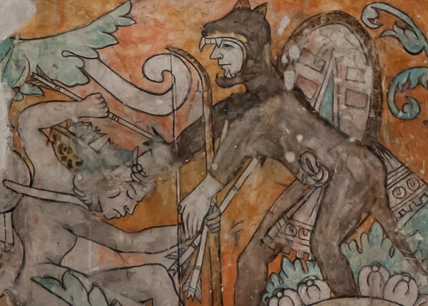 Nave mural, N wall battle scene - San Miguel Arcángel, nave, apse, & sotocoro murals