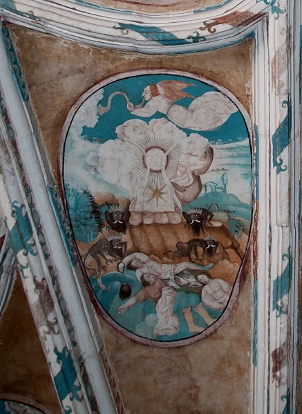 Webbing painting: Plague of Locust - Tecamachalco, Puebla, La Asunción de Nuestra Señora, sotocoro