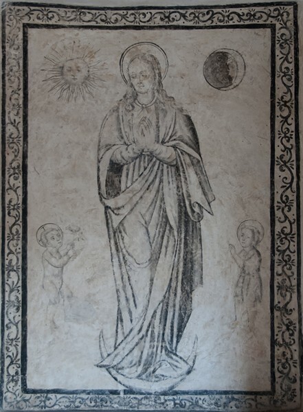 Upper cloister walk mural, Virgin Immaculate - San Miguel Arcángel