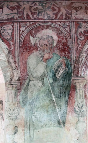 N arcade pier mural - San Juan Bautista, lower cloister walk, N & E arcades, pier murals