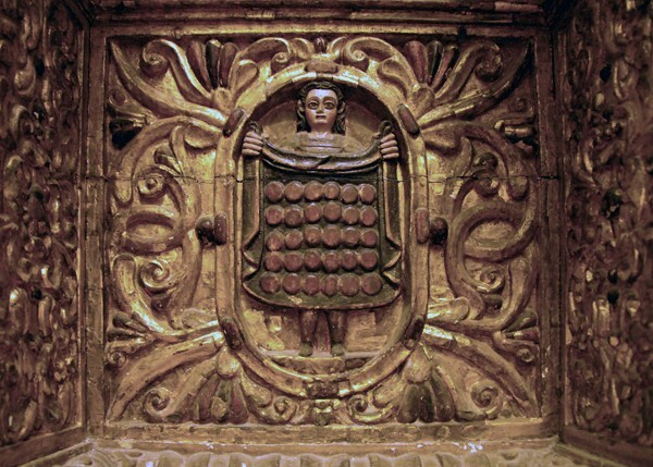 Predella: 30 pieces of silver - San Miguel Arcángel, nave Nuestra Señora de la Soledad retablo