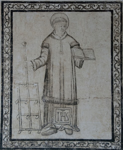 Upper cloister walk mural, St. Lawrence - San Miguel Arcángel