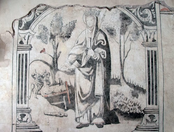 Metepec, Mexico, San Juan Bautista mural - St. Helena & the True Cross