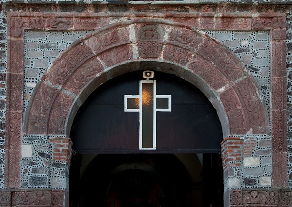 Santo Tomás, façade alfiz & portal archivolt - Santo Tomás Tetliztaca, Hidalgo