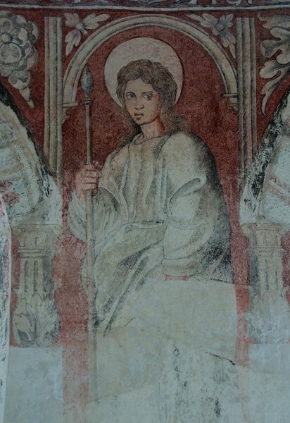 N arcade pier mural - San Juan Bautista, lower cloister walk, N & E arcades, pier murals