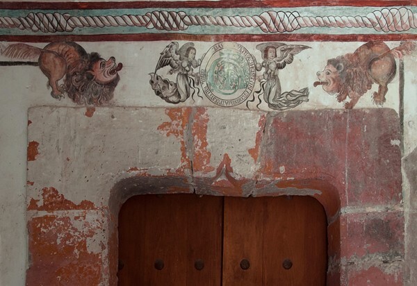 Cloister portal & mural - San Juan Bautista, cloister & murals